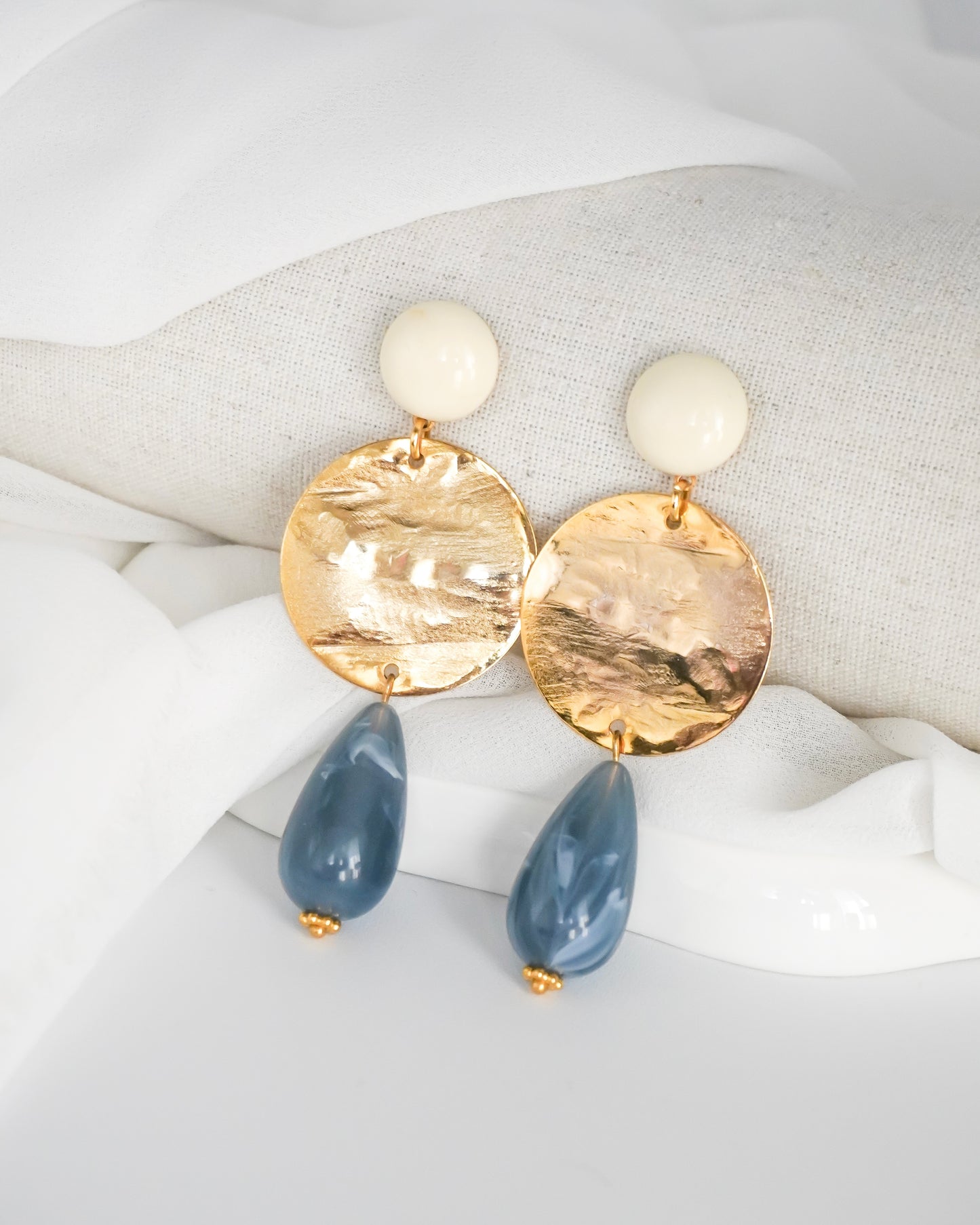 Boucles d'oreilles GIULIA - écru / bleu clair