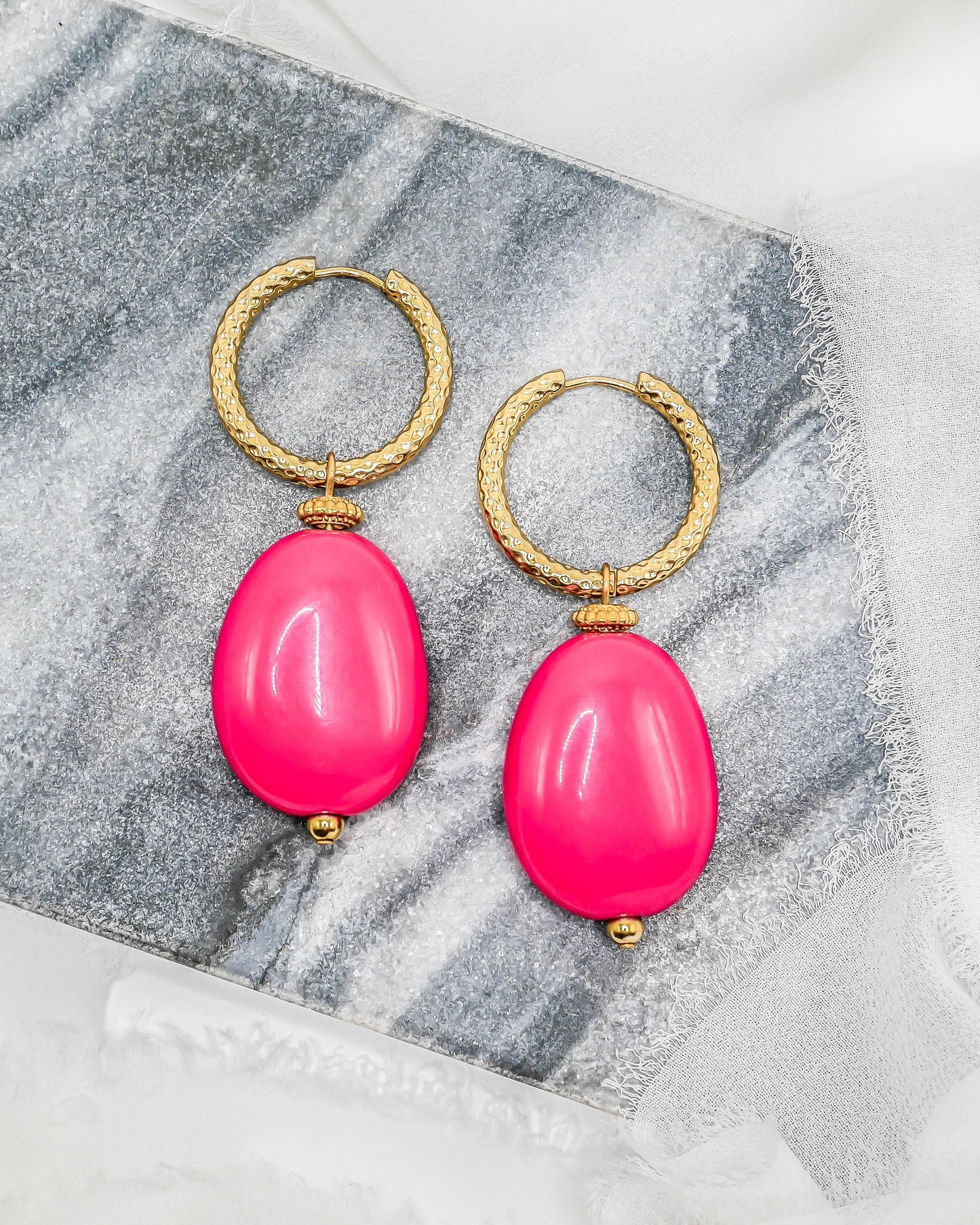 Boucles d'oreilles GIA - rose fuchsia
