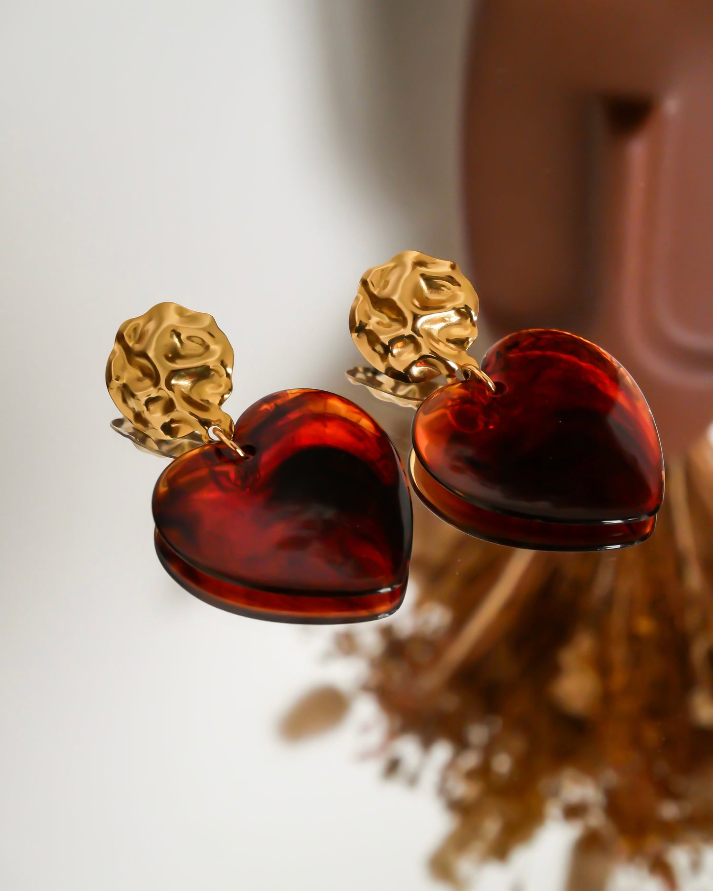 Boucles d'oreilles GISÈLE - ambre marron