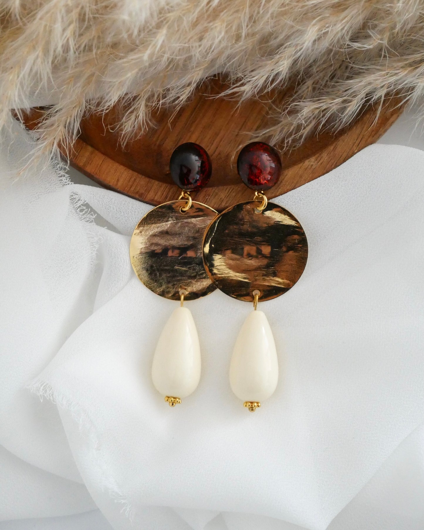 Boucles d'oreilles GIULIA marron/écru