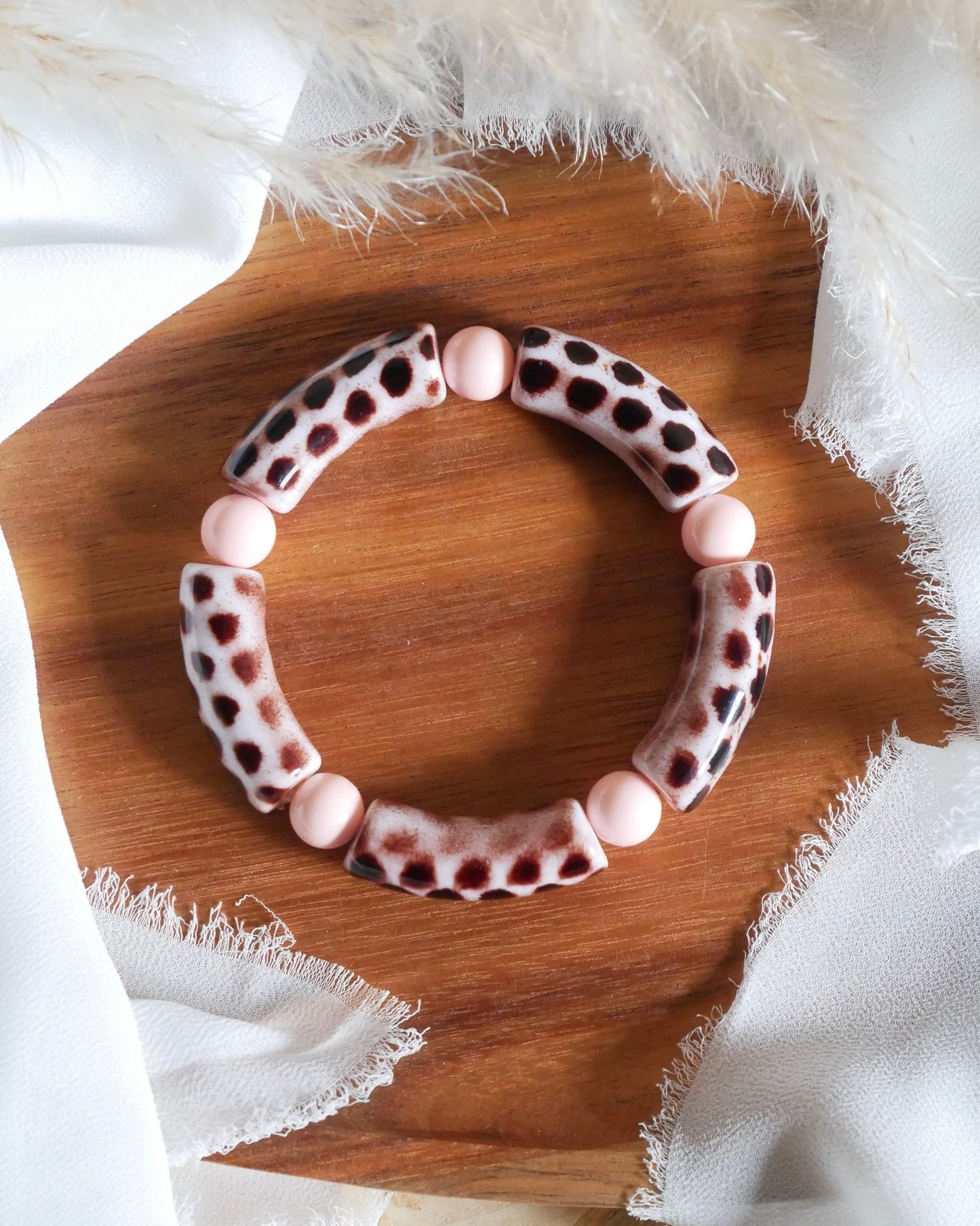 Bracelet PABLO #7 - léopard/rose clair