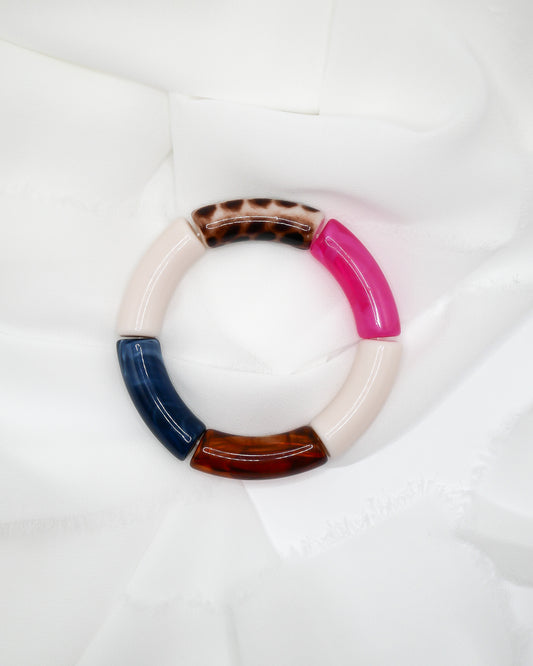 Bracelet PABLO  #1 - léopard/rose/bleu nuit