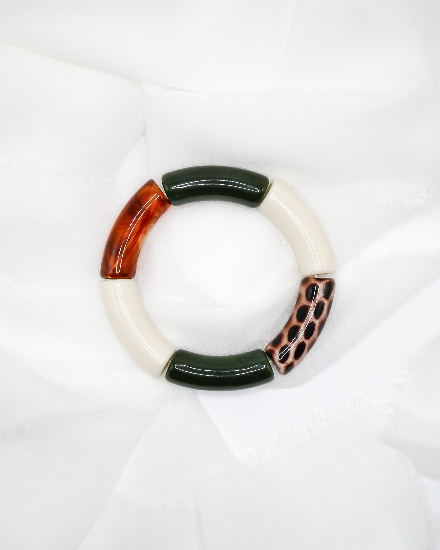 Bracelet PABLO  #1 - vert/léopard/écru