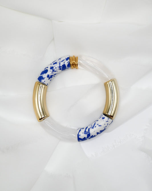 Bracelet PABLO #4 - bleu/doré/blanc