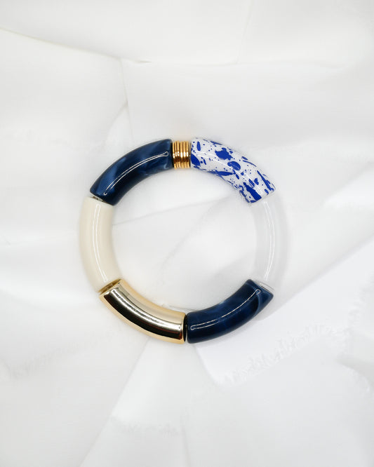 Bracelet PABLO #3 - bleu/blanc/doré