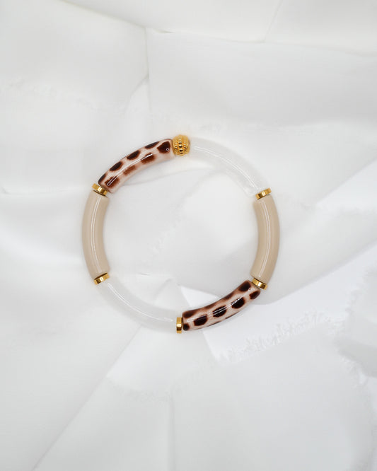Bracelet PABLITO - léopard/beige/blanc/doré