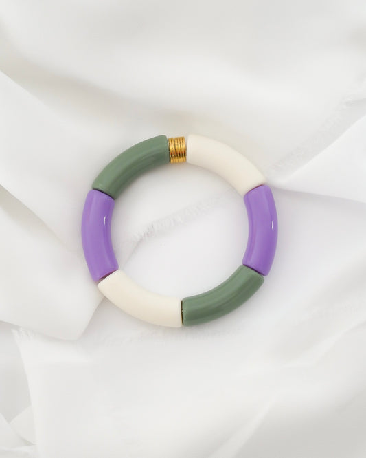 Bracelet PABLO #3 - kaki/violet/blanc mat