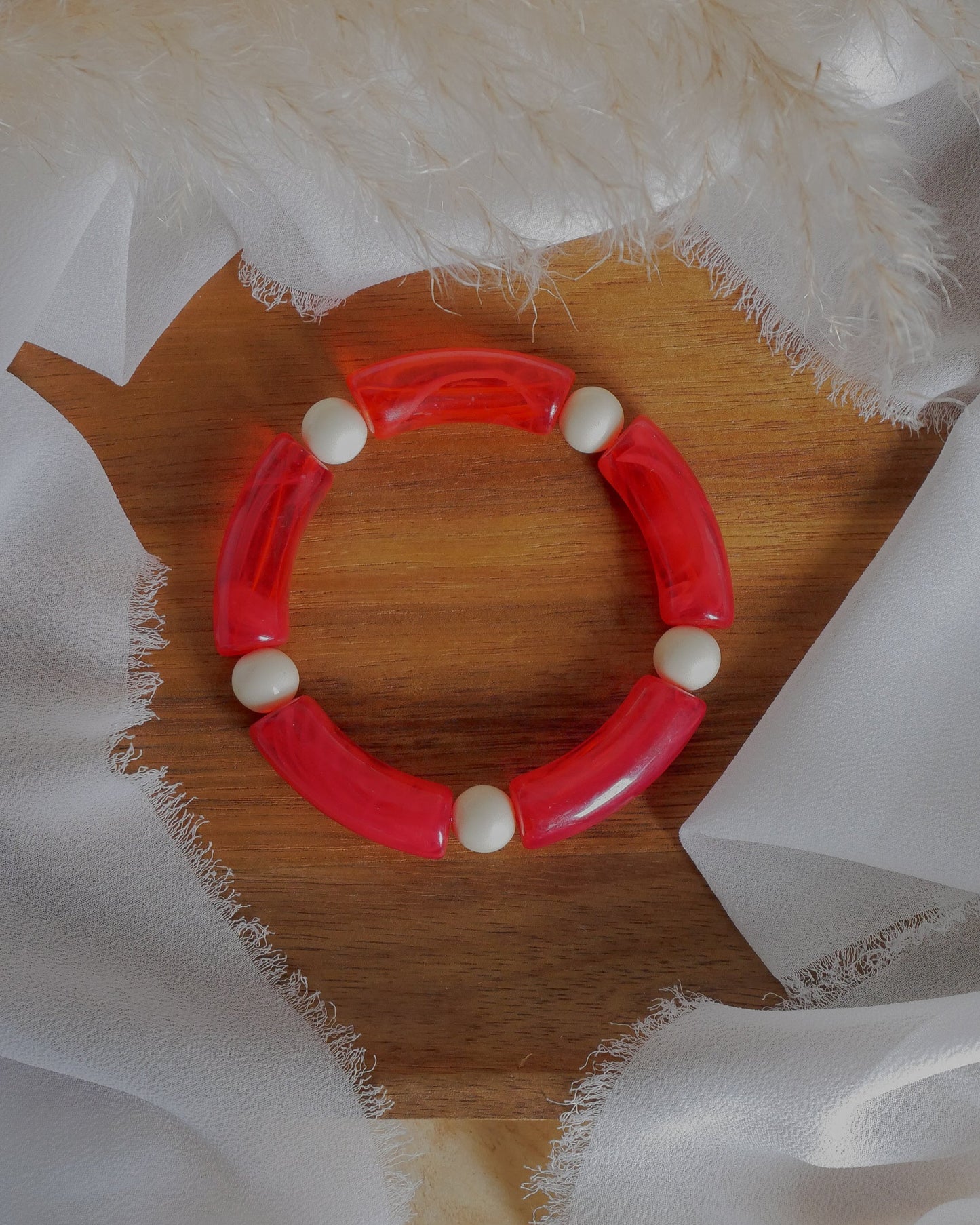 Bracelet PABLO #7 - rouge coquelicot/écru
