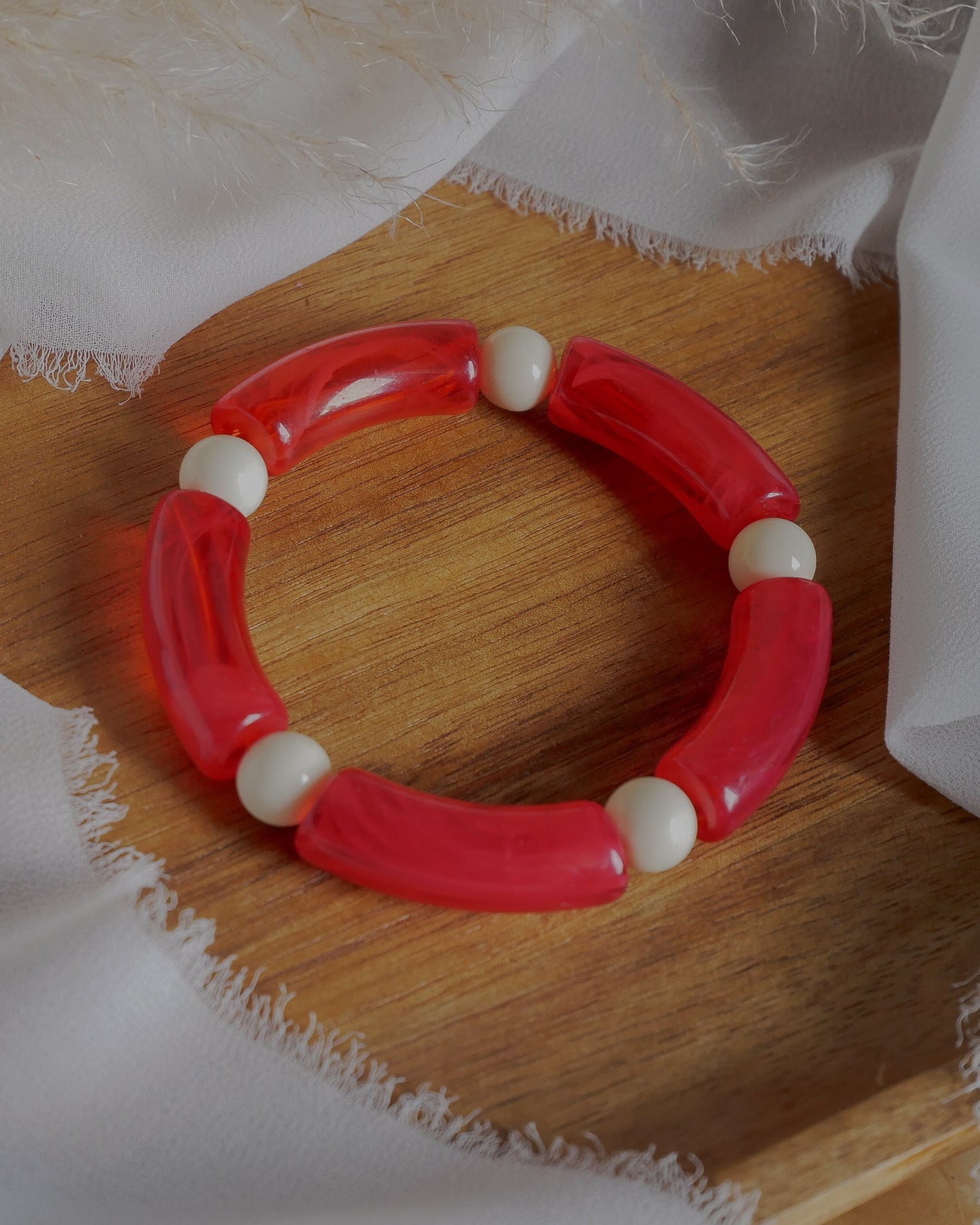 Bracelet PABLO #7 - rouge coquelicot/écru