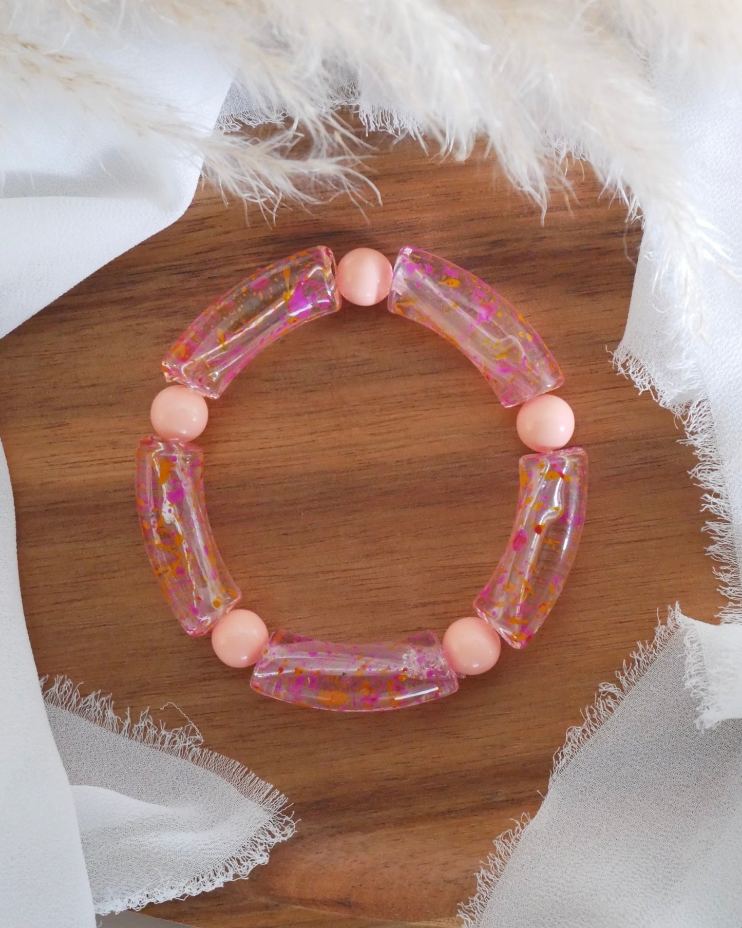 Bracelet PABLO #7 - transparent tacheté/pêche