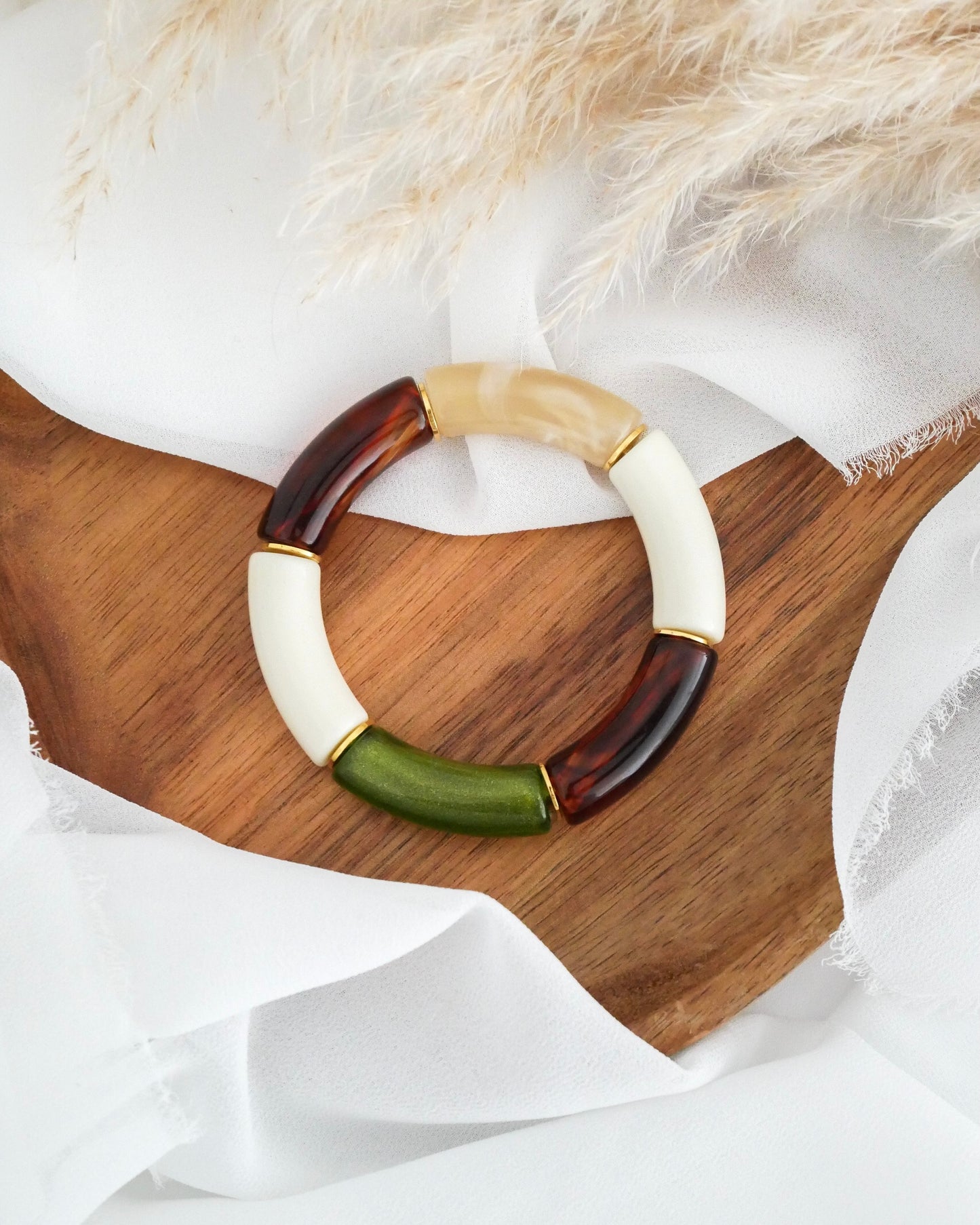 Bracelet PABLO #6 - vert olive/marron