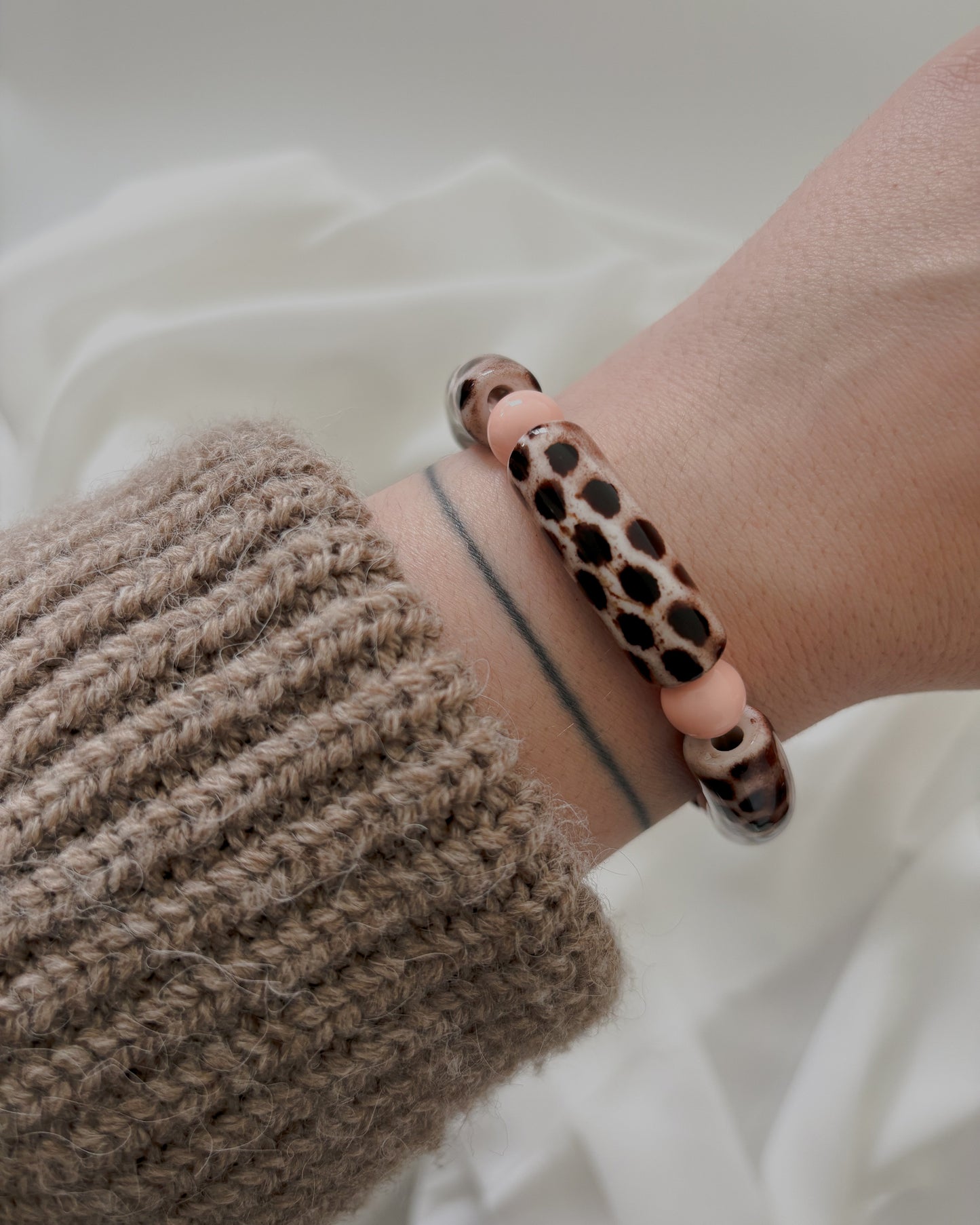 Bracelet PABLO #7 - léopard/rose clair