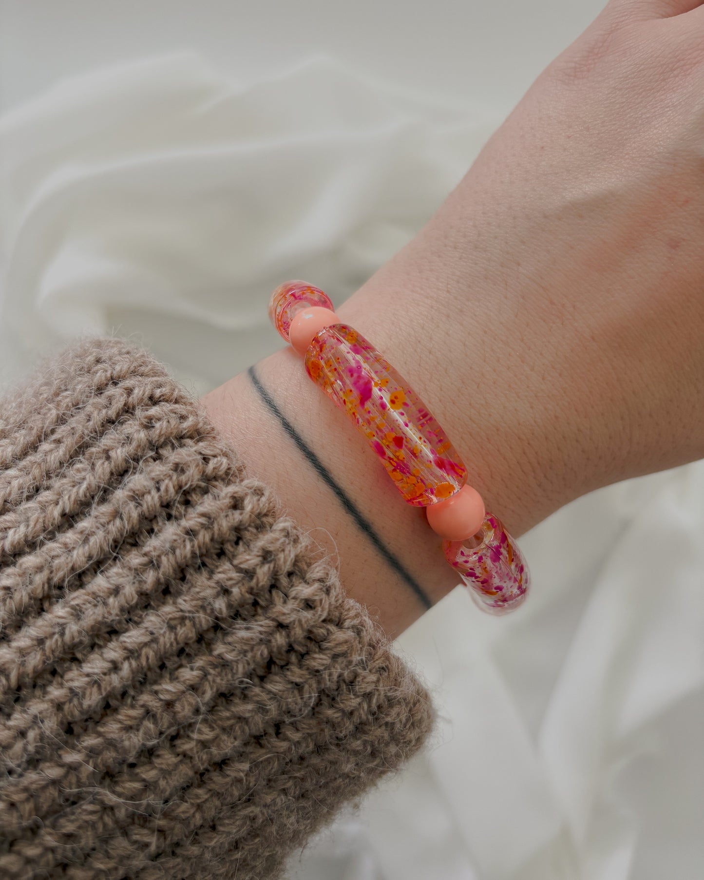 Bracelet PABLO #7 - transparent tacheté/pêche