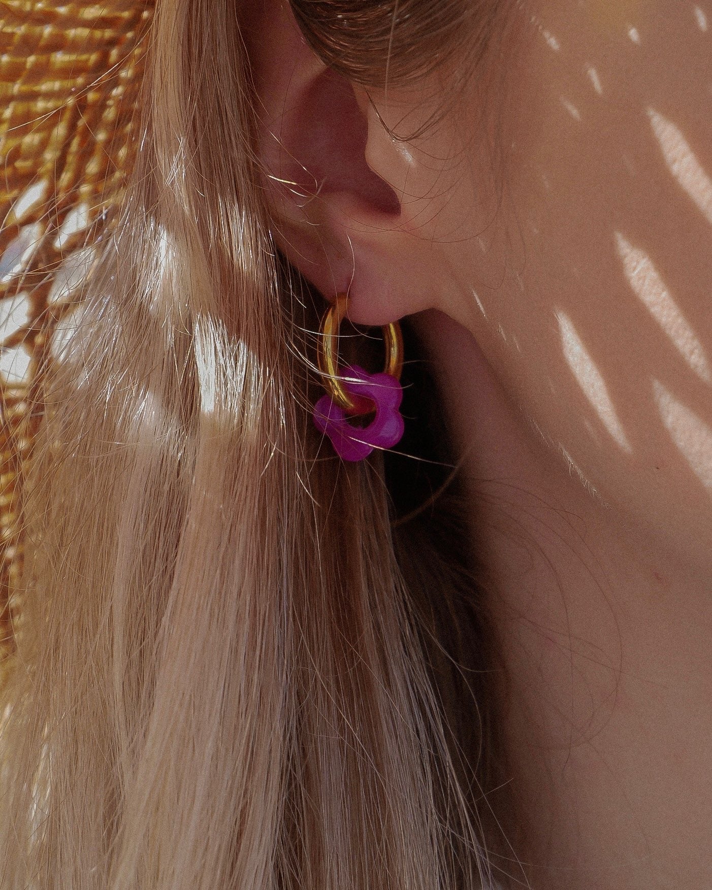 Créoles CAMÉLIA mini - magenta marbré