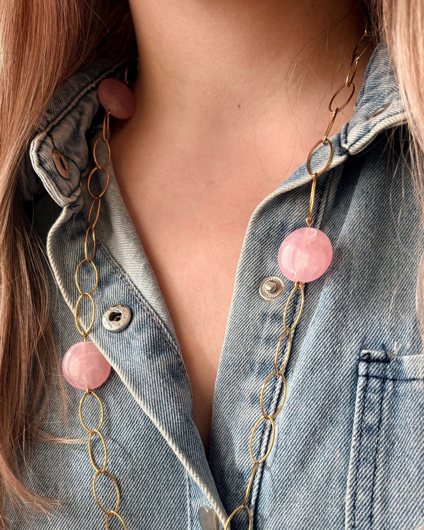 Collier sautoir MARLIE - rose clair