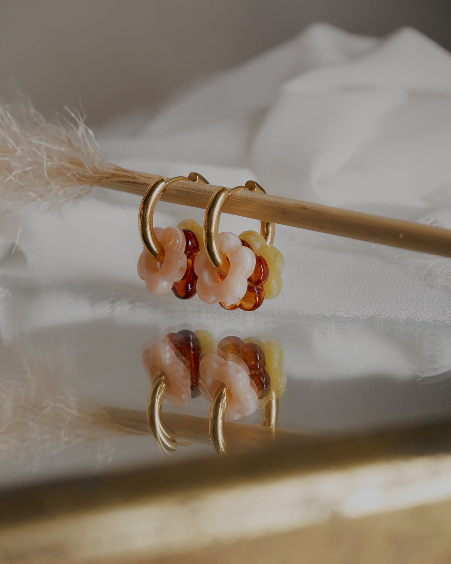 Pack créoles CAMÉLIA - ambre, pêche et jaune