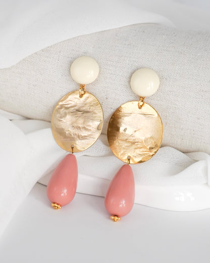 Boucles d'oreilles GIULIA - écru / rose