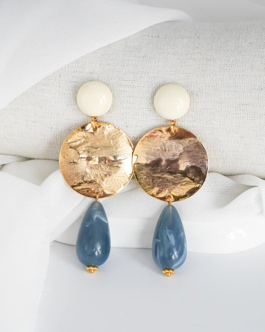 Boucles d'oreilles GIULIA - écru / bleu clair