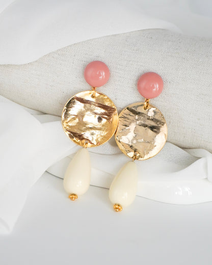 Boucles d'oreilles GIULIA - rose / écru