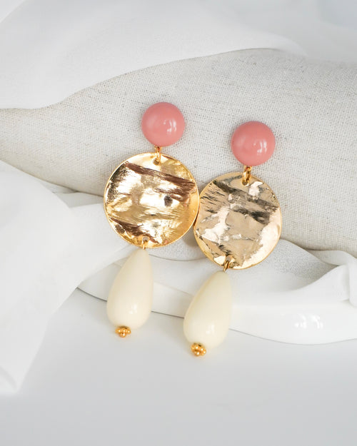 Boucles d'oreilles GIULIA - rose / écru