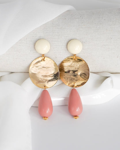 Boucles d'oreilles GIULIA - écru / rose