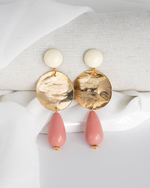 Boucles d'oreilles GIULIA - écru / rose