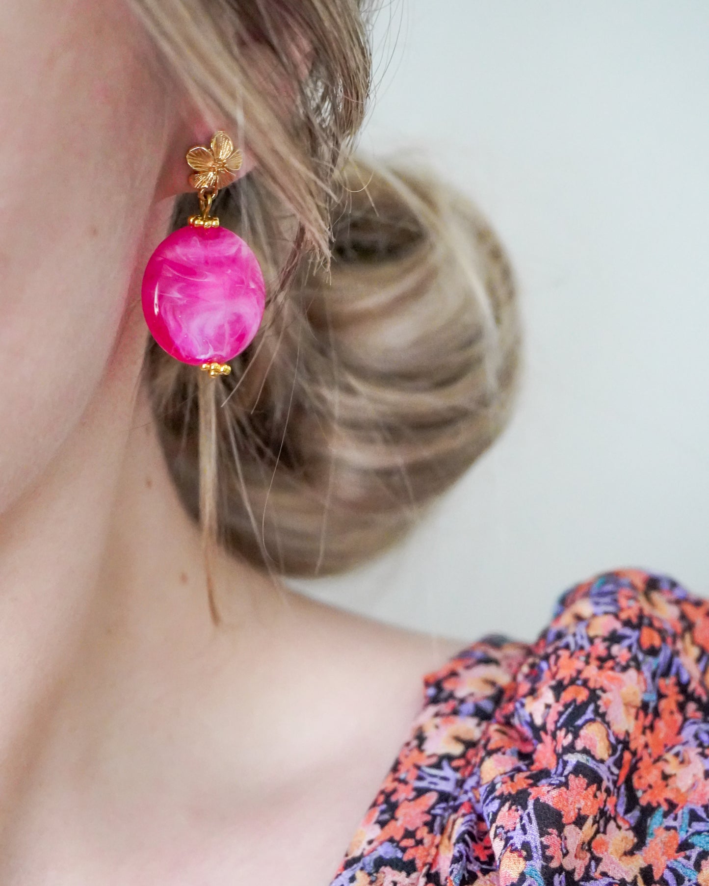 Boucles d'oreilles DEVA - rose fuchsia