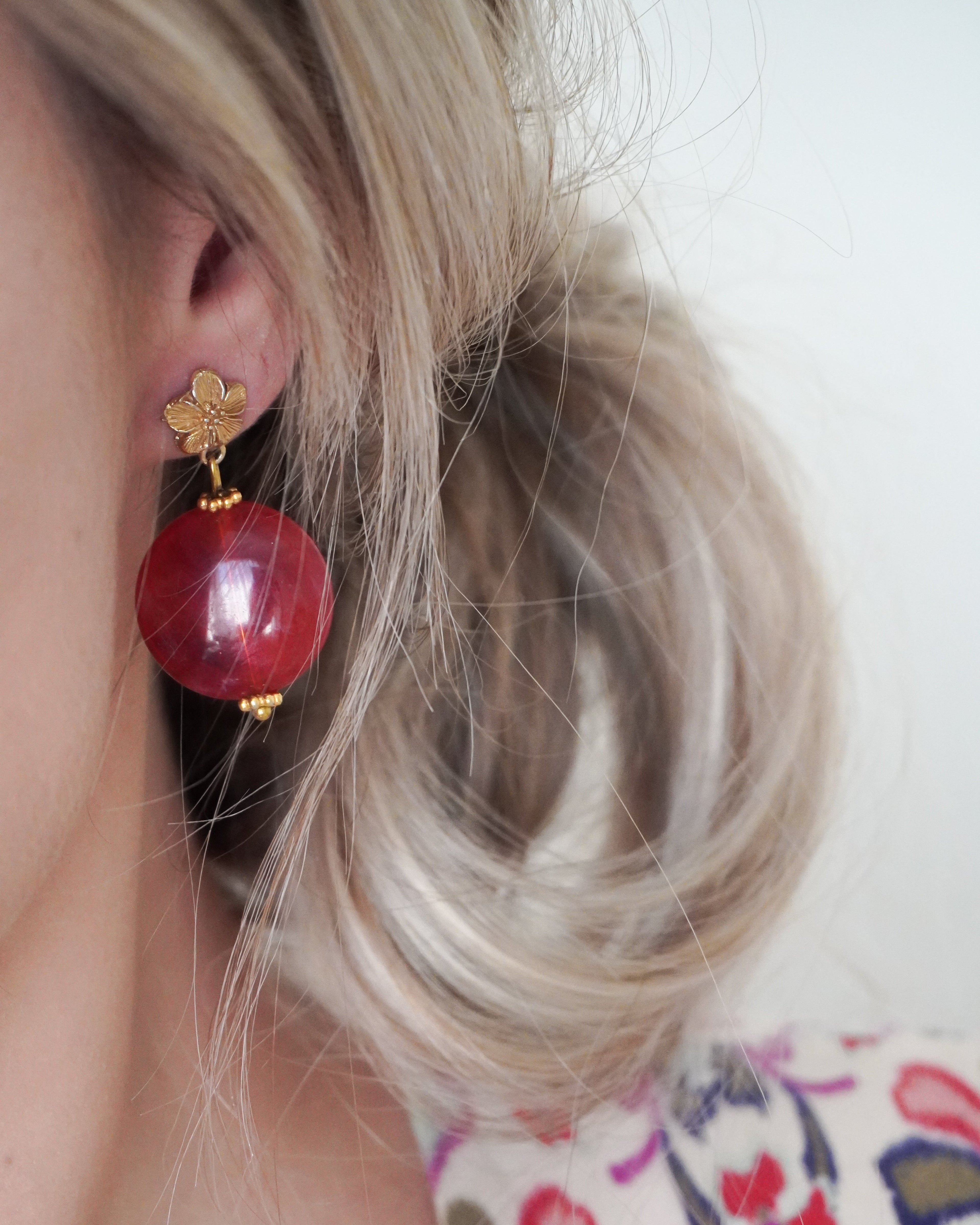 Boucles d'oreilles DEVA - rose framboise