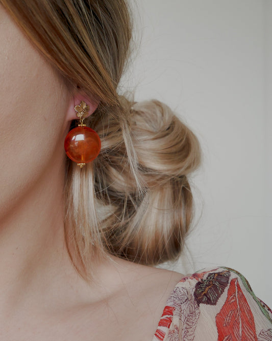 Boucles d'oreilles DEVA - orange ambré