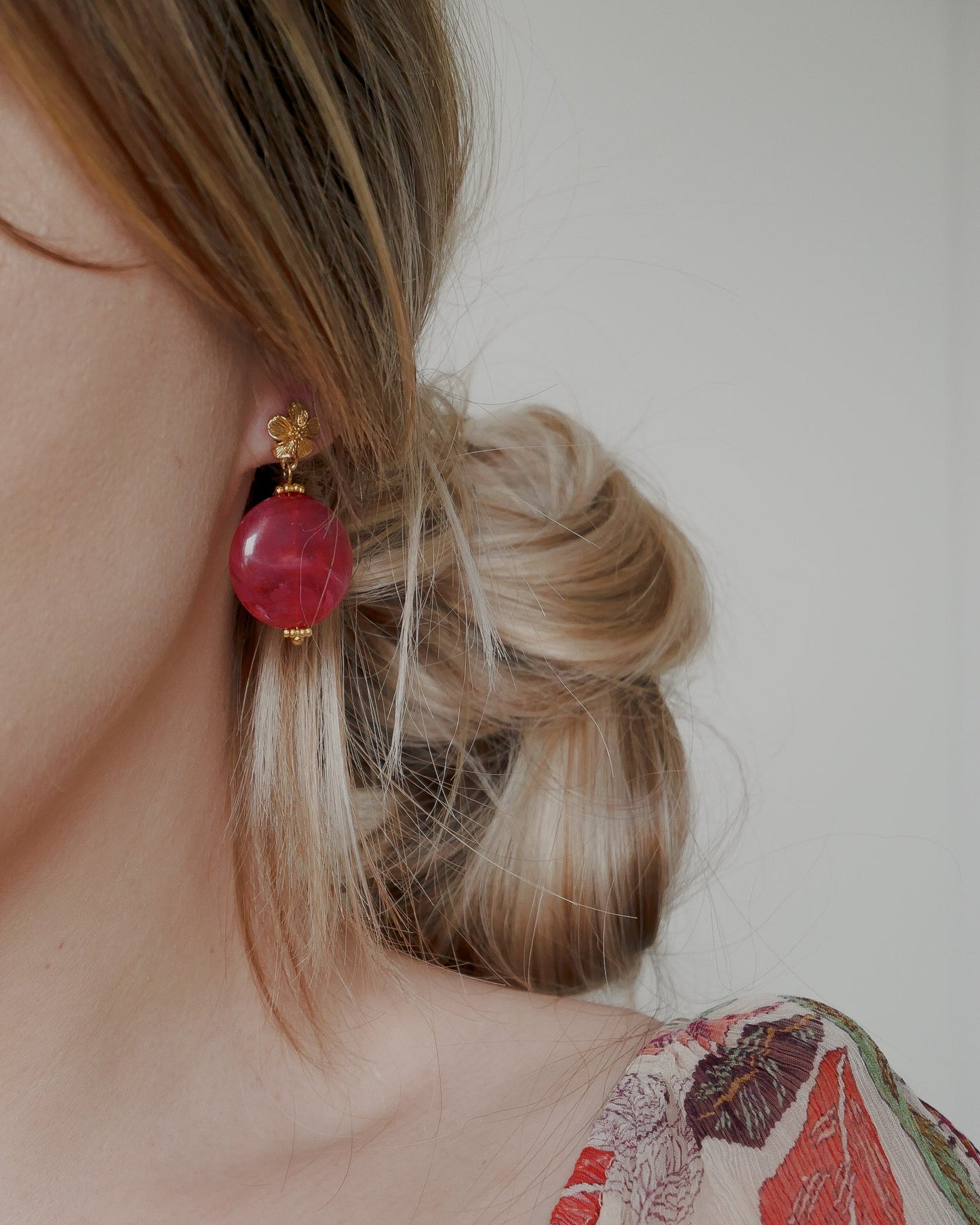 Boucles d'oreilles DEVA - rose framboise
