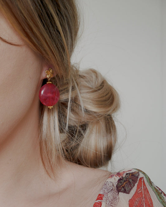 Boucles d'oreilles DEVA - rose framboise