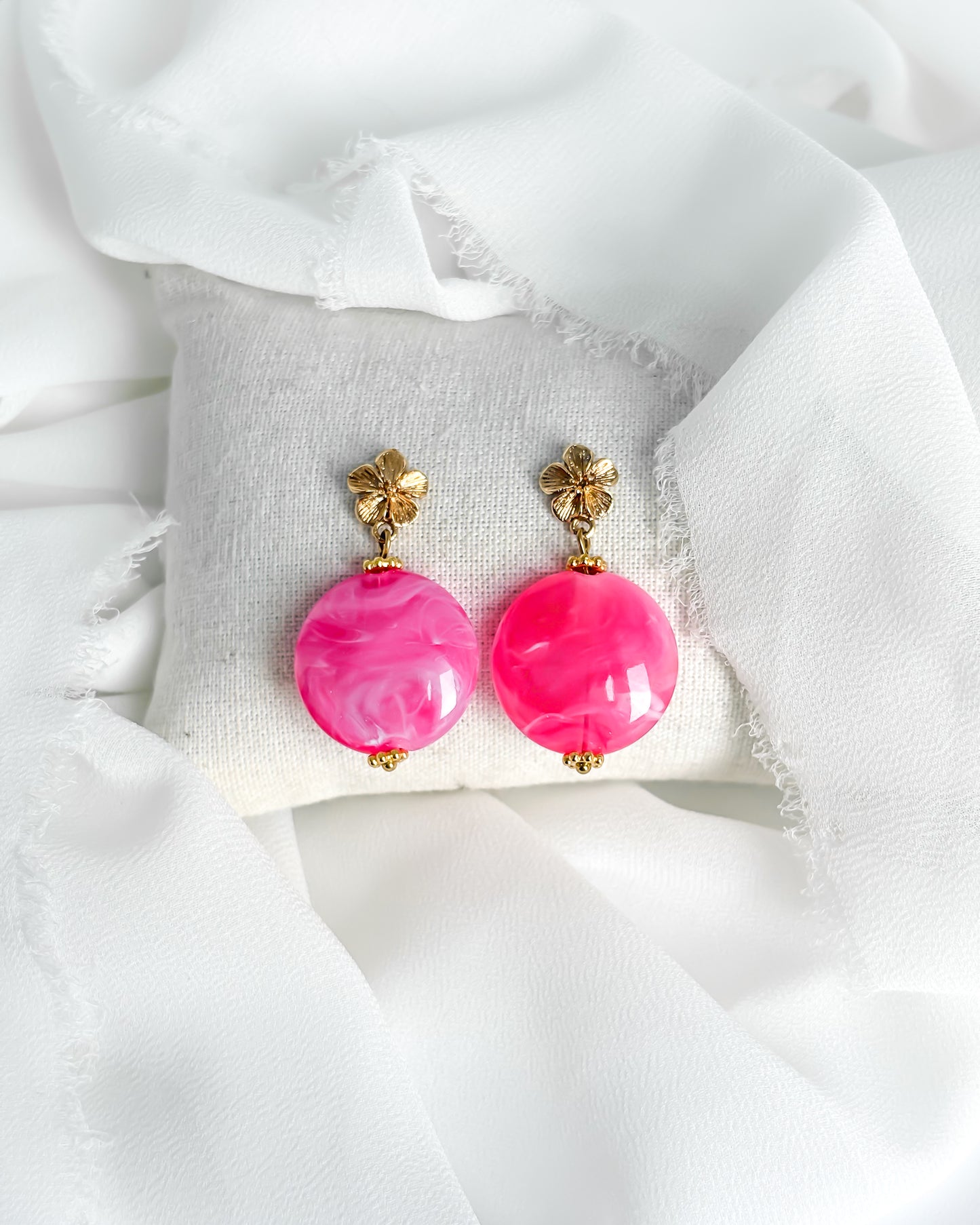 Boucles d'oreilles DEVA - rose fuchsia