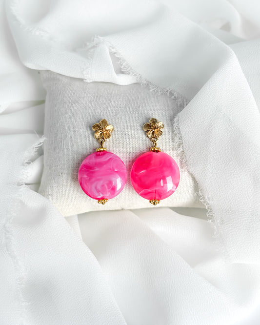 Boucles d'oreilles DEVA - rose fuchsia