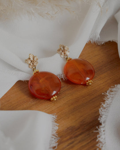 Boucles d'oreilles DEVA - orange ambré