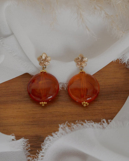 Boucles d'oreilles DEVA - orange ambré
