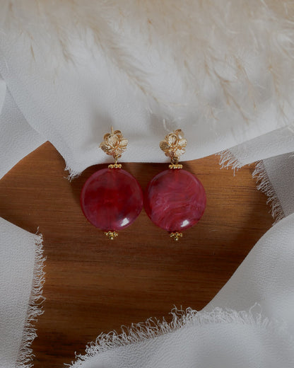 Boucles d'oreilles DEVA - rose framboise