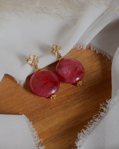 Boucles d'oreilles DEVA - rose framboise