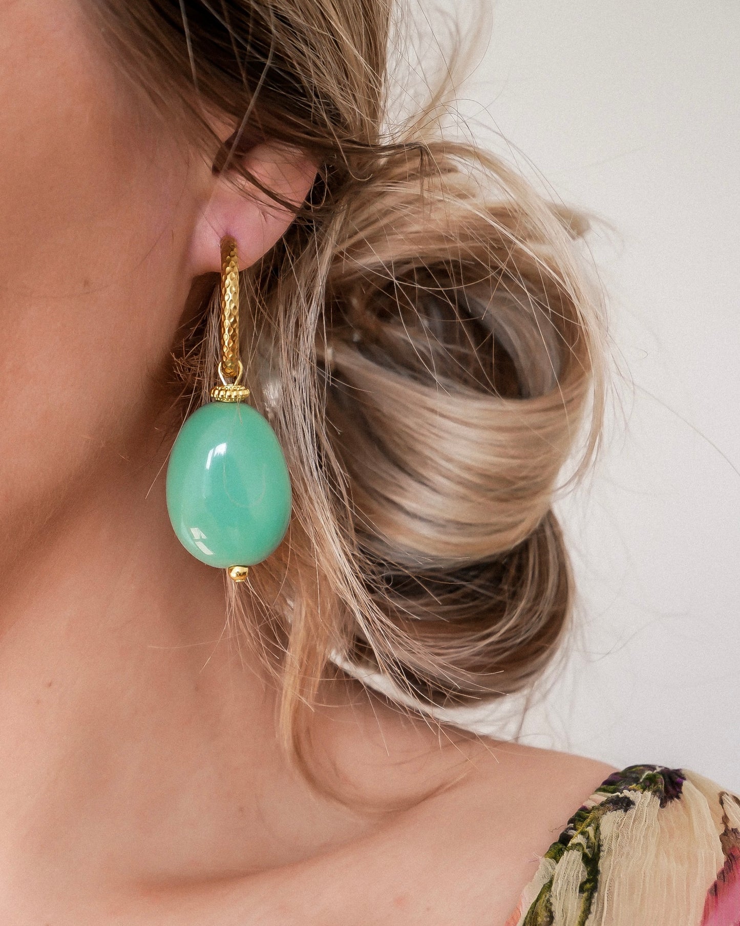 Boucles d'oreilles GIA - vert sauge