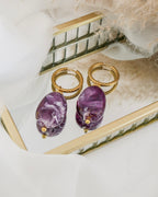 Boucles d'oreilles GIA - violet marbré