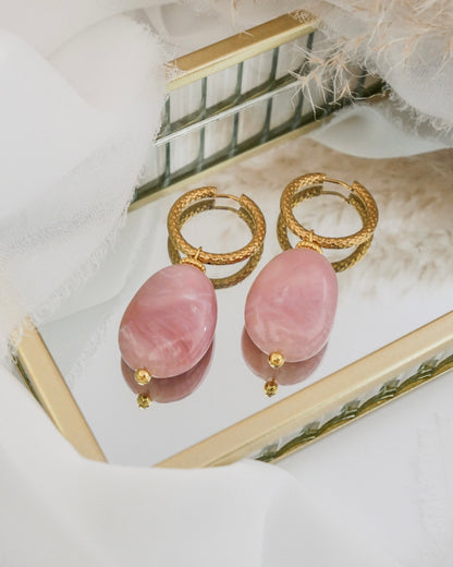 Boucles d'oreilles GIA - rose clair marbré