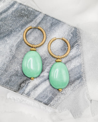 Boucles d'oreilles GIA - vert sauge