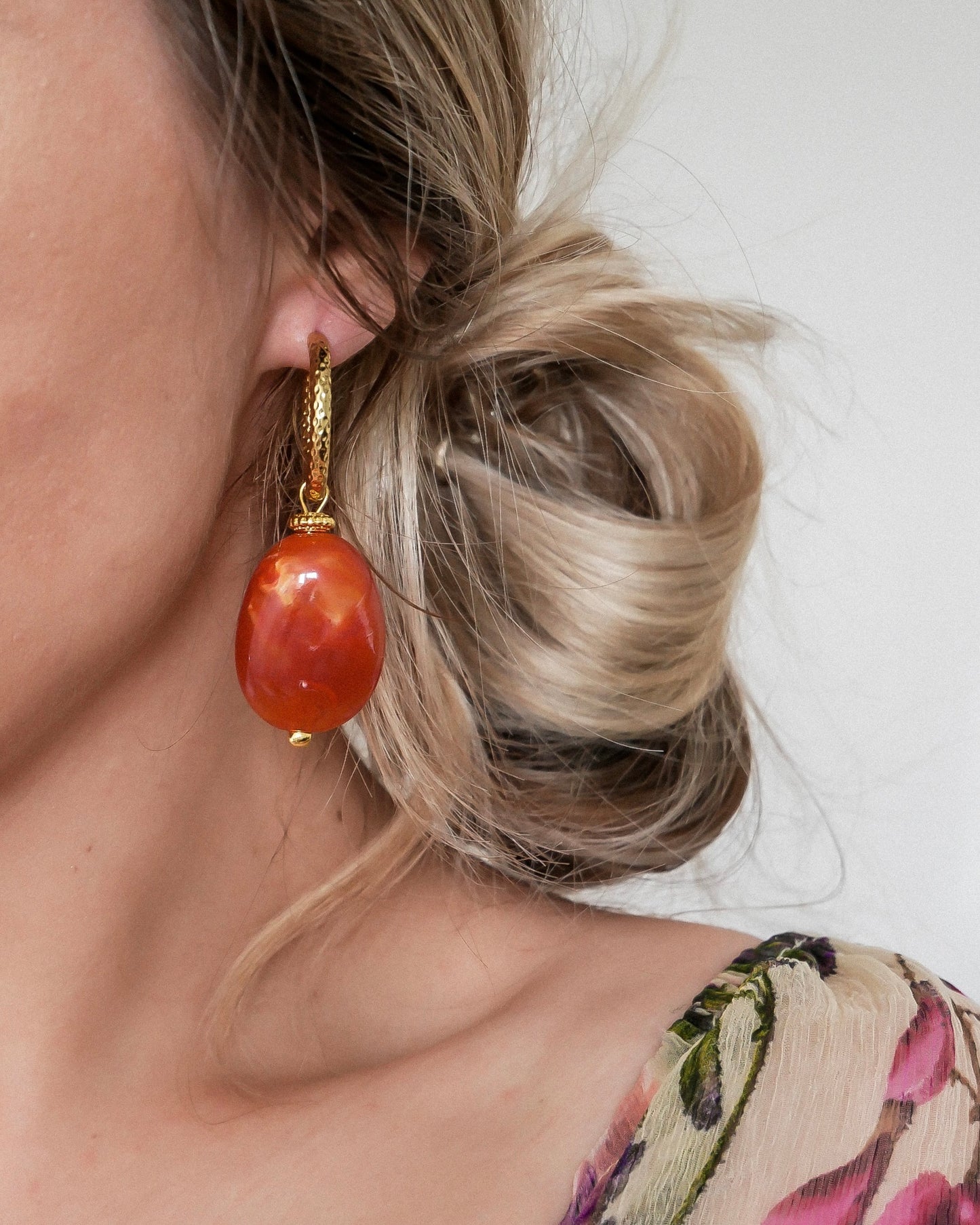 Boucles d'oreilles GIA - orange marbré