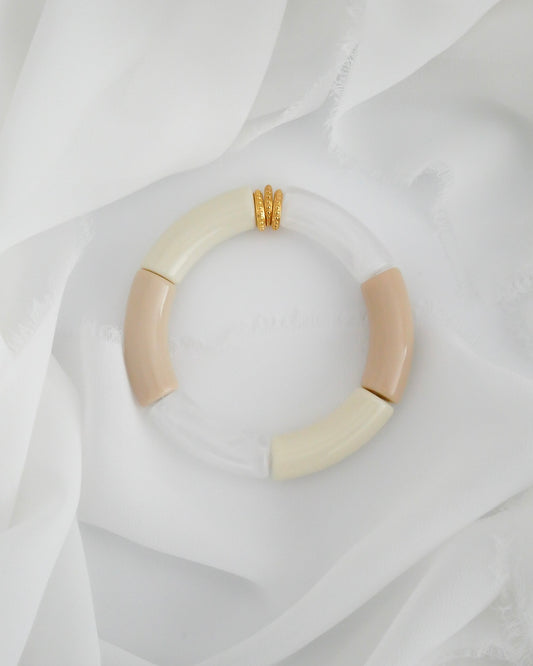 Bracelet PABLO #4 - écru/beige/blanc transparent marbré