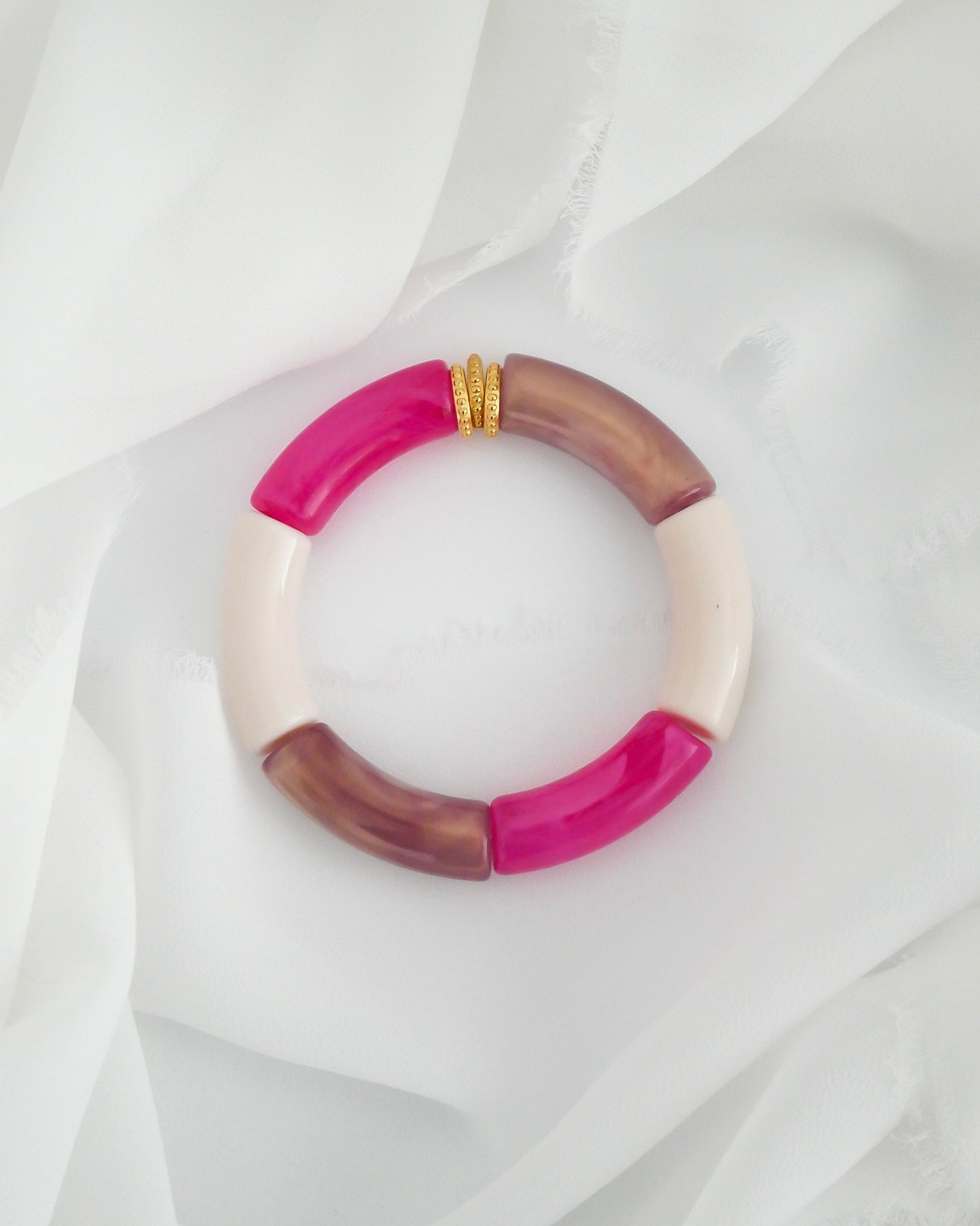 Bracelet PABLO #4 - nude/fuchsia marbré/rose vintage