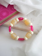Bracelet TINO - écru/beige/rose fuchsia