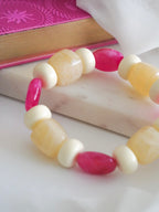 Bracelet TINO - écru/beige/rose fuchsia