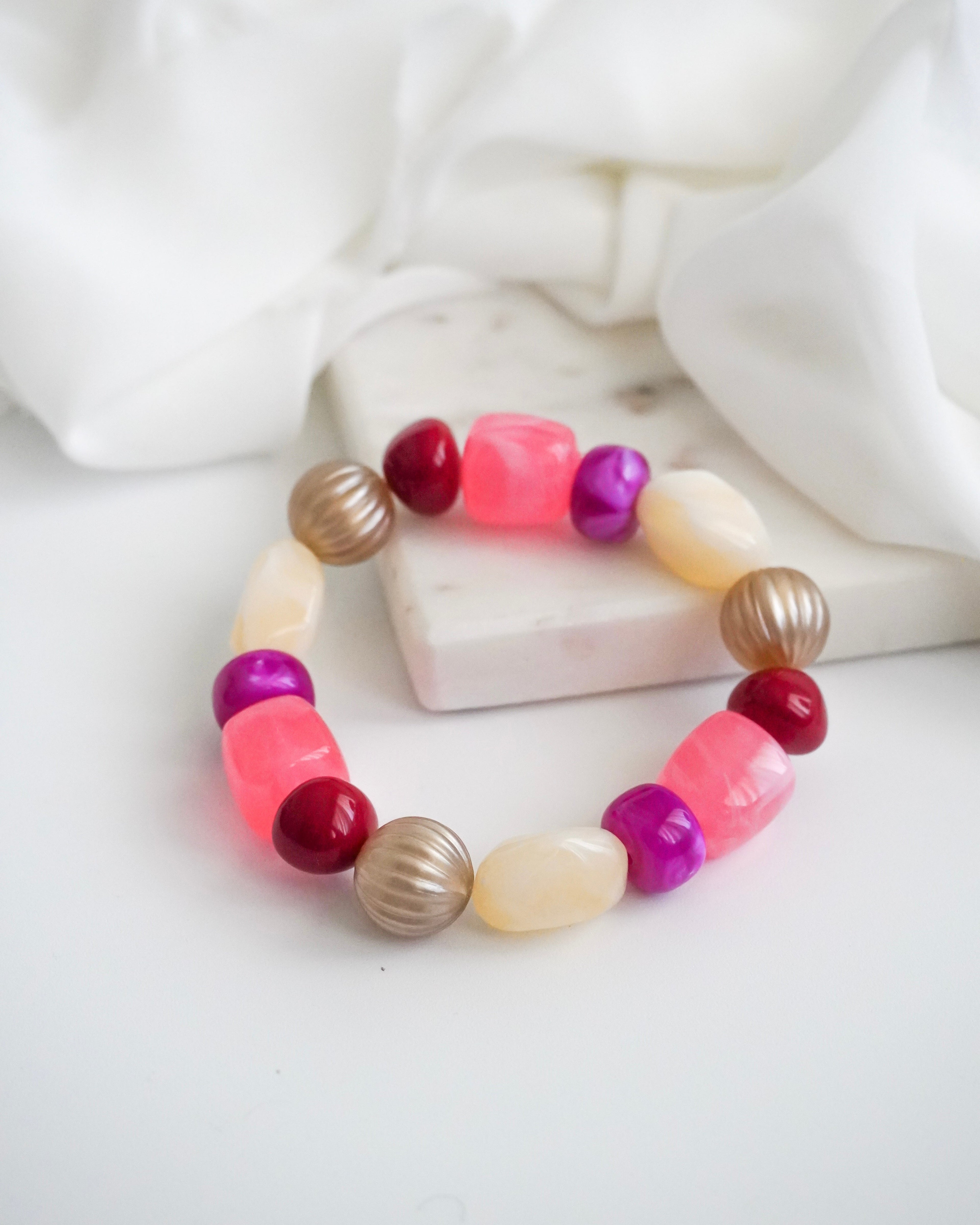 Bracelet GINO - beige/rose/magenta