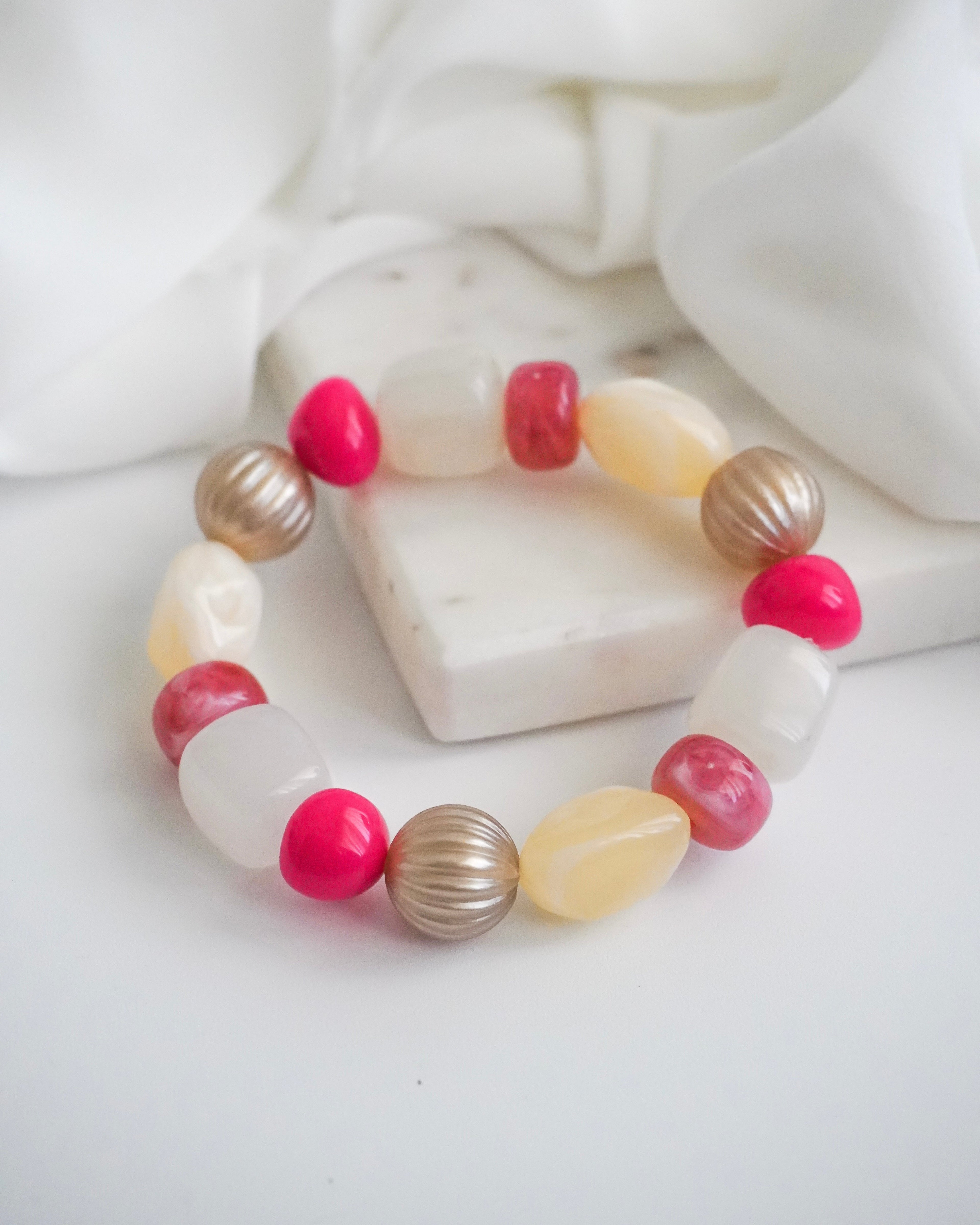 Bracelet GINO - blanc/beige/rose