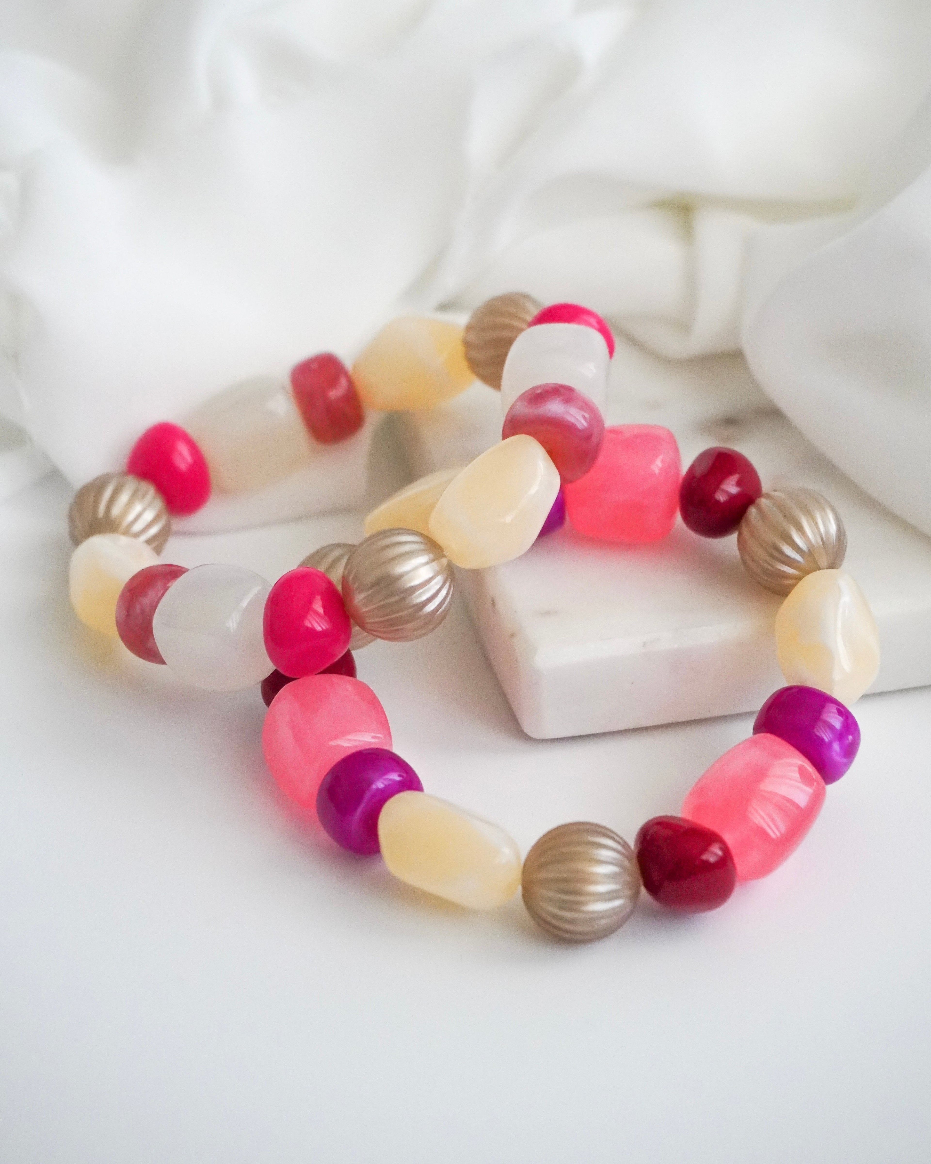 Bracelet GINO - blanc/beige/rose