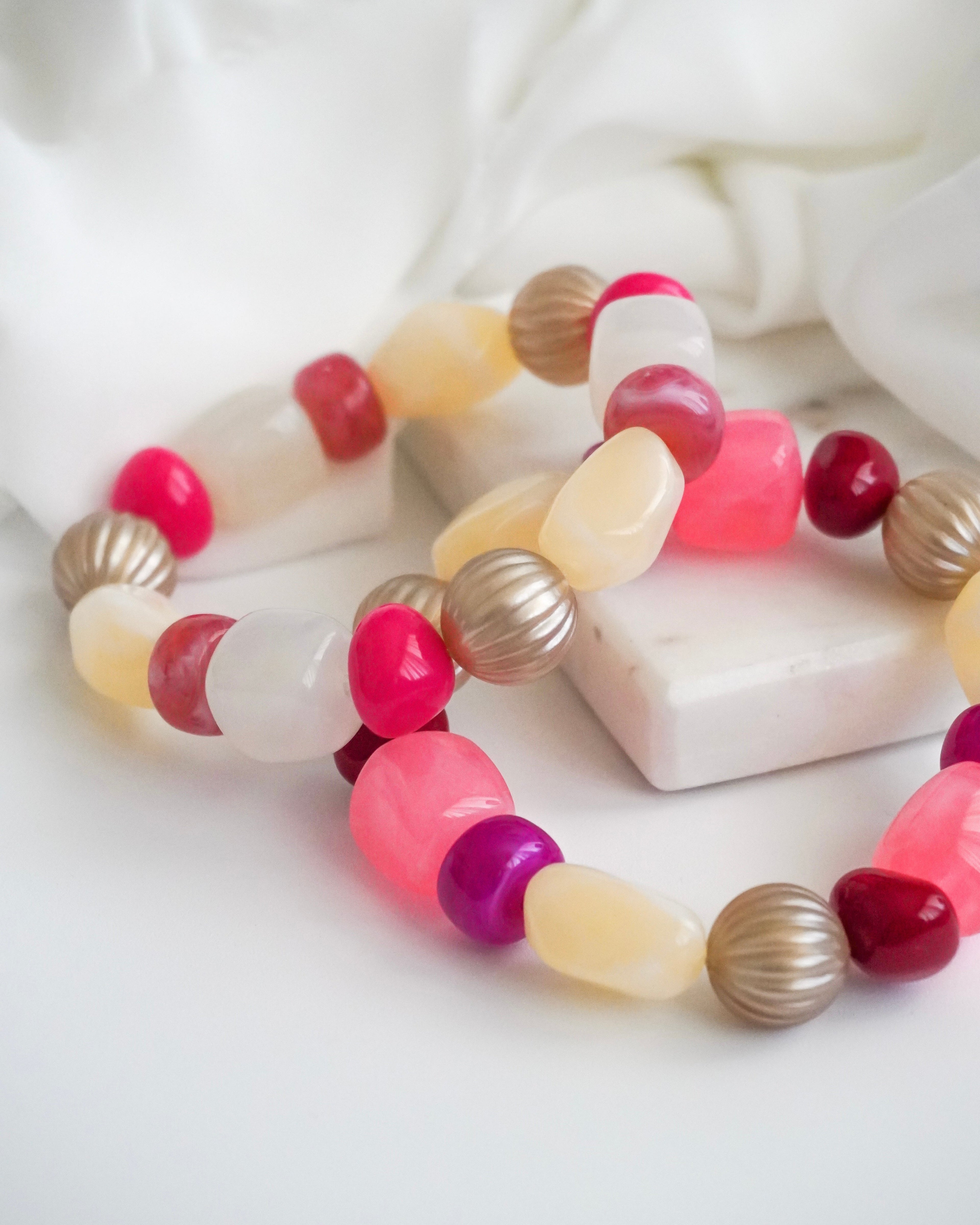 Bracelet GINO - beige/rose/magenta